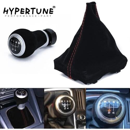 5 Speed Manual MT Gear Shift Knob With Gaiter Boot Dust Cover Black Suede For 07-15 Audi A4 B8 Q5 S Line VW Golf 5 6 MK5 MK6