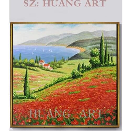 Safflower yellow bucolic harvest modern hand-painted oil painting style to decorate the living room sofa office seascape villa