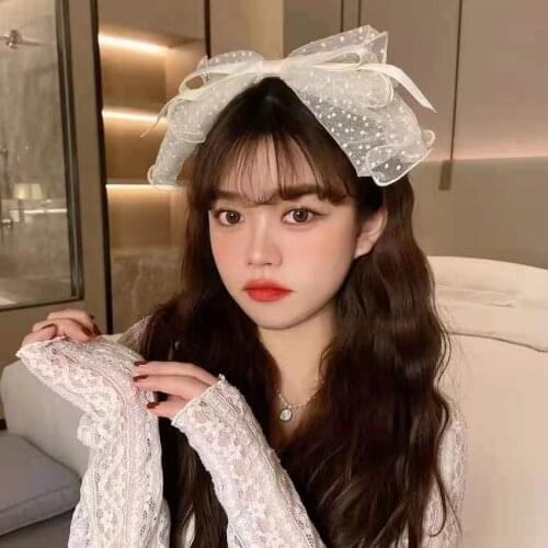 Japanese and Korean fairy bow hairpin simple personality lace spring clip hair card elegant retro style headdress