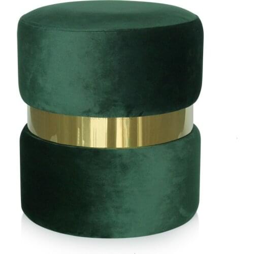 Nordic wind flannel shoes stool round makeup stool light luxury shoes stool INS metal ring stool