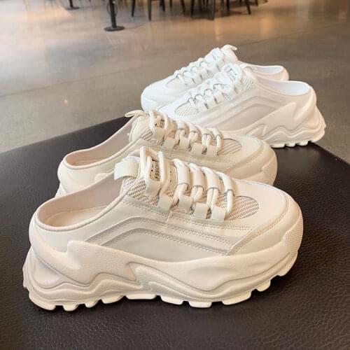 2021 Half Slipper Women Summer Thick Bottom Cool Ins Daddy Shoes Non-slip Sneakers Walking Shoes Comfortable Closed Toe Slippers
