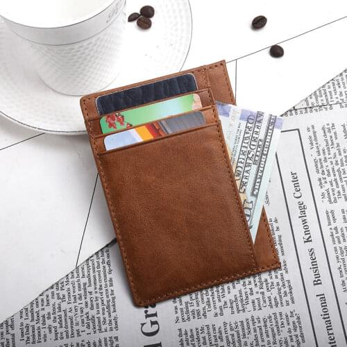 Rfid Vintage Men Genuine Leather Wallet Credit Card Holder Business Brand Male Mini Wallets Purse billetera hombre Thin