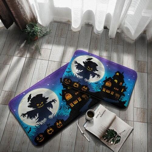 40X60CM Halloween Decoration Home Bathroom Mat The Witch Is In Pattern Mat Halloween Carpet Bedroom Kitchen Party Decoration