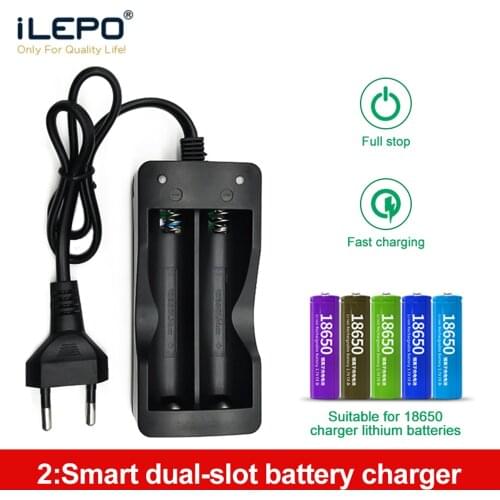 Battery Charger EU Plug 2 Slots Smart Charging Adapter For 18650 Battery Rechargeable Quick Charge Battery Charging Tools