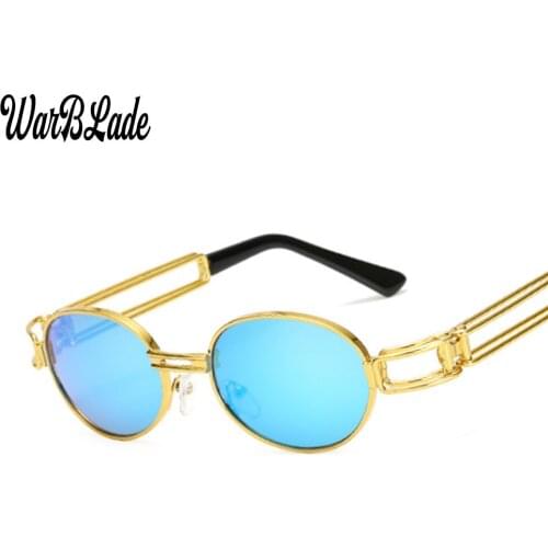 Vintage Small Oval Sunglasses Women Men Retro Gold Red Sun Glasses UV400 Steampunk Goggles Punk Shades Oculos 673 WarBLade