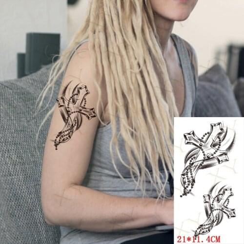 Waterproof Temporary Tattoo Sticker Cross Necklace Flash Tattoos Feather Unicorn Butterfly Body Art Arm Fake Tatoo for Women Men