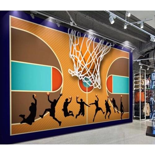 WDBH custom photo 3d wallpaper Basketball court net silhouette tooling room home decor 3d wall murals wallpaper for wall 3 d