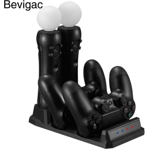 Bevigac 4 in 1 Dual Charger Charging Station Stand Holder Base For PlayStation PS4 Dualshock 4 Move VR Controller Accessories