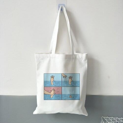 Korean Style Women Canvas Bag Casual Shopping Tote Girls My Depression My Brain My Anxiety Print Handbags Shoulder Bags