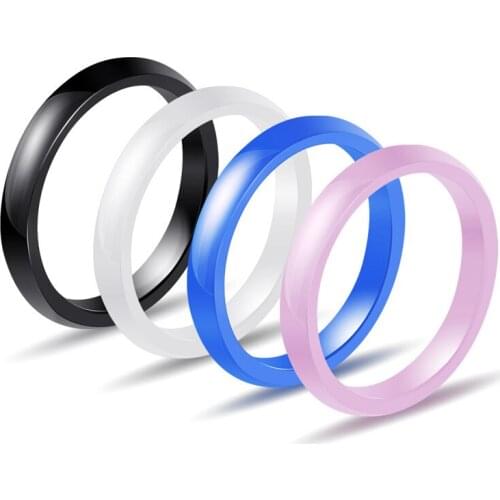 Womens Personality Simple Polished High-grade Ceramic 3MM Width Ring Fashion Jewelry Gifts R0371