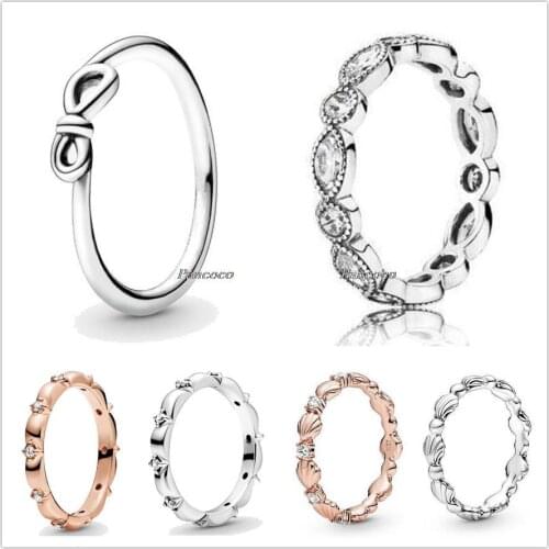 925 Sterling Silver Ring Classic Infinity Knot With Crystal Rings For Women Wedding Gift Fashion Jewelry