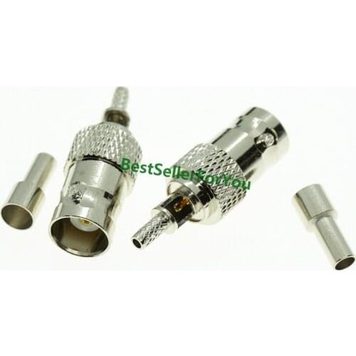 1Pcs BNC female jack crimp window solder For RG174 LMR100 RG316 cable RF connector