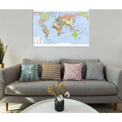 150*100cm The Russian World Political Map with Details Non-woven Canvas Painting Wall Art Poster School Supplies Home Decor