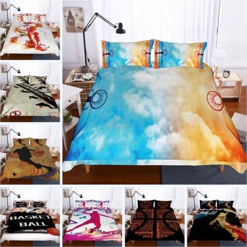 Basketball Bedding Set for Boys Girls Bedspread Cover Sports Style Duvet Cover 3D Basketball Print Comforter Cover 3 Pcs