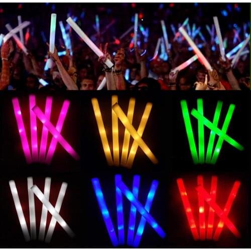 30 30 Pcs Light-Up Foam Sticks LED Soft Batons Rally Rave Glow Wands Multicolor Cheer Flashing Tube Concert for Festivals Party
