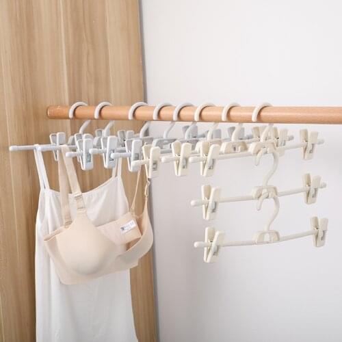 5 pcs Trimless Pants Clamp Hanger Womens Clothes Holders Underwear Skirt Multi-layer Hanging Shelf Clips Closet Storage Rack