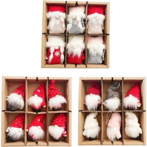 6Pack Christmas Gnome Plush Toys Hanging Decorations for Christmas Tree kid Gift Handmade Elf Toys Xmas Home Party Decor Gift