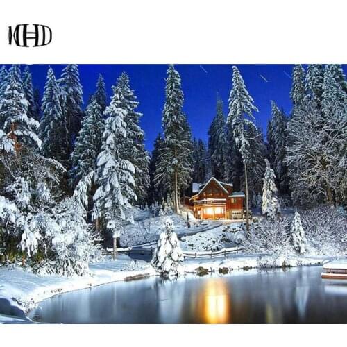 MHD New Full Square & Round Diamond Embroidery Winter Landscape 5D DIY Diamond Painting Cross Stitch Rhinestone Mosaic Snow Tree