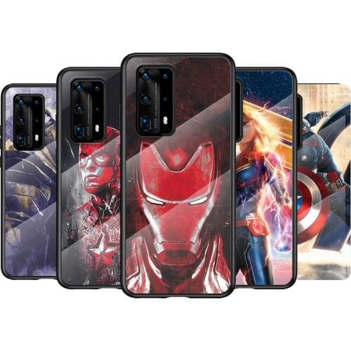 Tempered Glass Cover Marvel Super Hero Avenger For Huawei P40 P30 P20 P10 Pro Plus Lite 5G 2019 Phone Case