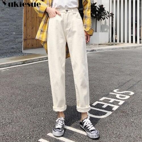 High waisted jeans woman fashionable white loose womans jeans for women ripped jeans boyfriend jeans womens jeans Plus size