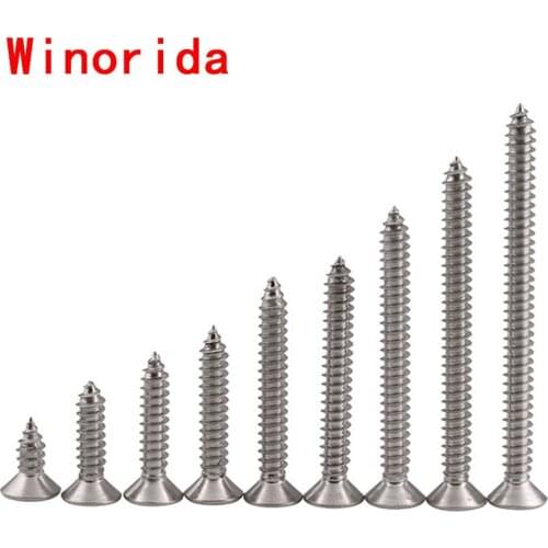 GuHua Cross Countersunk Head Long Self Tapping Screw M4M5M6 Phillips Flat Head KA Long Wood Screw 316 Stainless Steel 10PCS