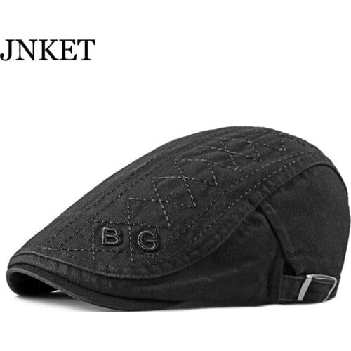 JNKET Fashion Embroidery Unisex Beret Hat Cotton Peaked Cap Flat Caps Outdoor Travel Sunhat Duckbill Cap Adjustable Size