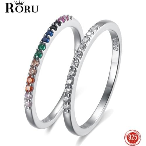 Real 925 Sterling Silver Rings White Colored Zircon Thin Rings Simple Fashion Temperament Rings Fine Jewelry for Women