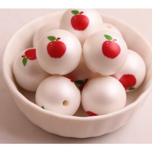 Kwoi Vita New Custom Design 20MM 100pcs Chunky Acrylic Print Fruit Beads for Kids Necklace Jewelry