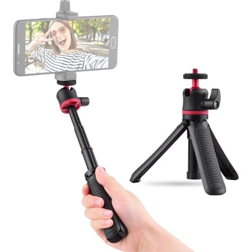 Mini Desktop Tripod Stand Handheld Selfie Bracket with Flexible Ballhead 1/4 Inch Screw Mount for Travel Vlogging Live Streaming