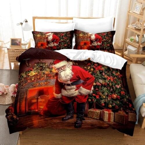 Cartoon 3D Printed Pillowcases Bedding Set Single Size Dropshipping Boy gift Merry Christmas Happy New Year Santa Claus