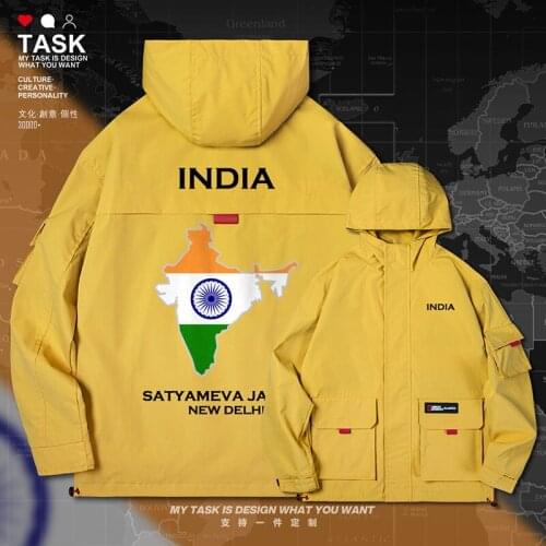 India ISR Indian men jacket hooded map nation flag casual printed long sleeve jackets trench coat men new mens autumn clothes