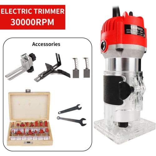 Wood Router Tool Kit Electric Woodworking cutter 8mm Milling machine power carpentry tools Electric trimmer Tools 800w 30000rpm