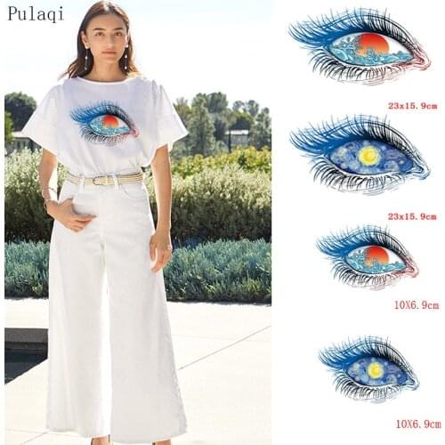 Pulaqi Iron On Colorful Butterfly Sticker on Clothes Heat Transfer Vinyl Punk Van Gogh Eye Patch Stripe Print Washable Badge DIY