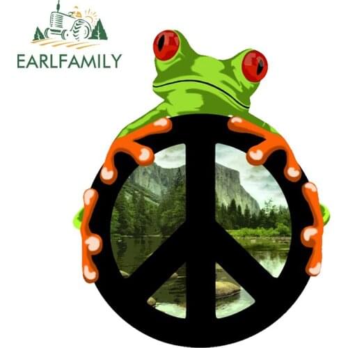 EARLFAMILY 13cm x 10.5cm Auto Car Stickers for Peace Logo Frog Decals Waterproof Vehicle Motorcycle Window Car Accessories