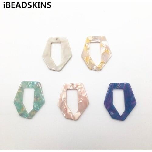 New arrival! 41x35mm 50pcs/lot acetic acid hexagon-shape charms for earrings accessories/Earring parts Jewelry Findings making