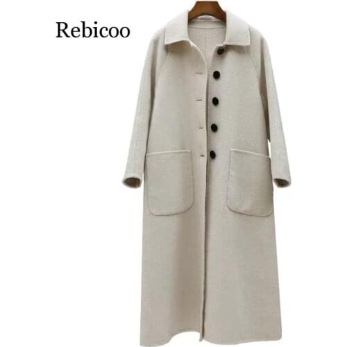 New Plus Size Woolen Coat Female Autumn and Winter Casual Women Wool Coat Mid-long Student Cashmere Coat