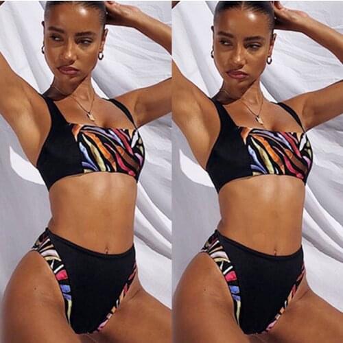 Sexy High Cut Vest Type Bikinis Women High Waisted Swimwear Female Patchwork Bikini Bathing Suits Beach Wear Swimsuit Biquini