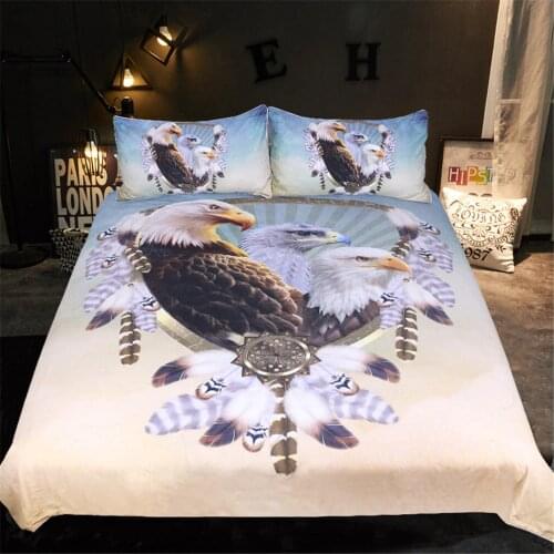 3D Eagle Duvet Cover Set Wild Animal Bedding Independence Eagle Quilt Cover Queen Home Textiles Black Animal Bed Set Dropship