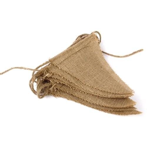 15pcs Hanging Bunting Banner Garland Flags Vintage Jute Hessian Burlap Festive Home Wall Supplies Photography Props Decoration