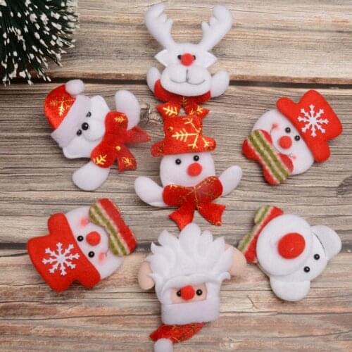 Christmas Luminous Decor Gift LED Glowing Santa Snowman Deer Glow Flashing Cartoon Brooch Badge Toy LX8100