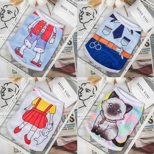 Cartoon Print Dog Shirt Cheap Dog Clothes For Small Dogs Summer Chihuahua T-shirt Cute Puppy Vest Yorkshire Terrier Pet Clothes