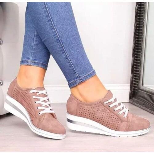 Womens Shoes New Loafers Wedge Heel Lace-up Casual Shoes Designer Fashion Womens Flat Fish Mouth Womens Shoes