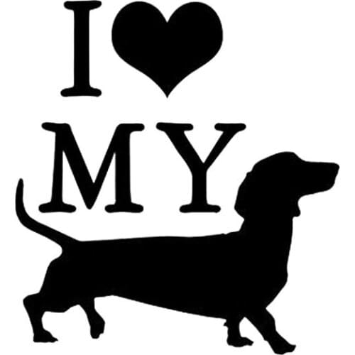 10CM*11CM I Love My Weiner Dog Vinyl Car Window Bumper Car Sticker Laptop Suitcase Helmet Skateboard Sticker