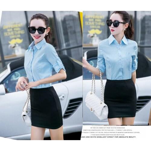 High quality large size womens white-collar professional shirt fat mm shirst big yards female OL long-sleeved spring clothes