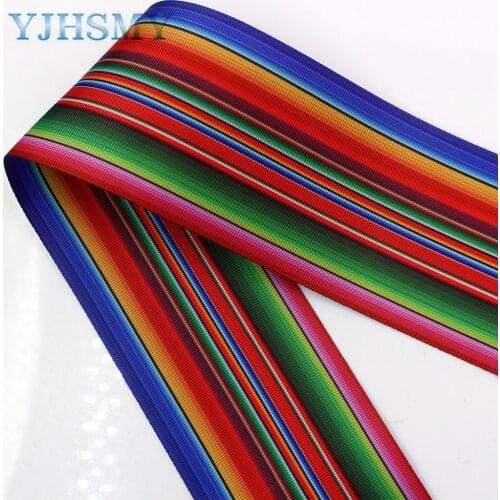 YJHSMY G-18816-995,10 yards,75 mm Double sided stripe Printed grosgrain ribbons,DIY Hair accessories wedding gift wrap Material