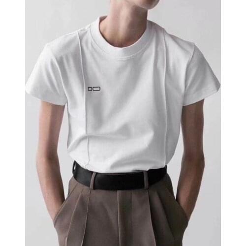 Spring and Summer Women Black White T-shirt Simple Design Line Embroidery Short Sleeve Wild Loose O-neck Pullover Ladies Top