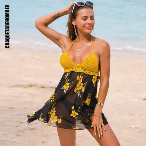 Tankini Swimwear Women Chiffon Print Swimsuit Summer Sexy Backless Womens Top Sport Push Up Swimming Suit Beachwear Swimsuits