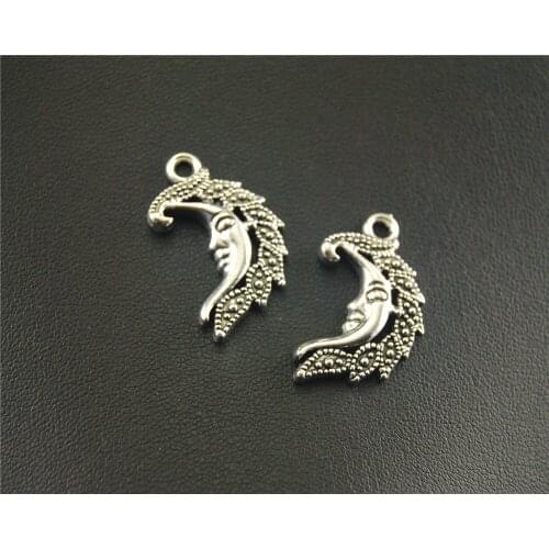 20pcs Silver Color moon Charm Pendant DIY Necklace Bracelet Bangle Findings 14x26mm A1532