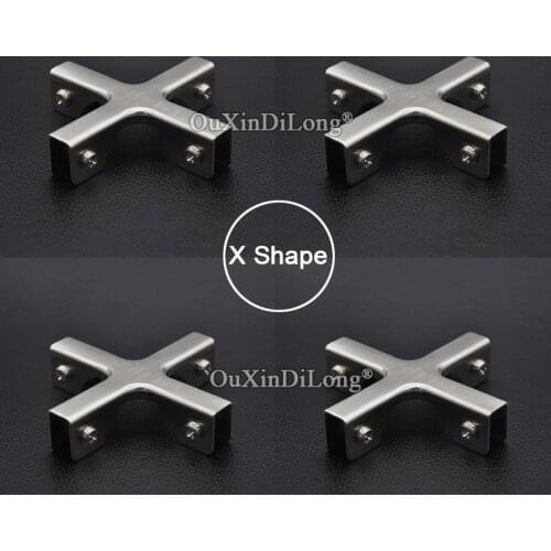 4PCS Stainless Steel Aquarium DIY Reinforced X Clamps Glass/Acrylic Showcase Clips/Connector,for Glass/Acrylic,No Drilling GF344