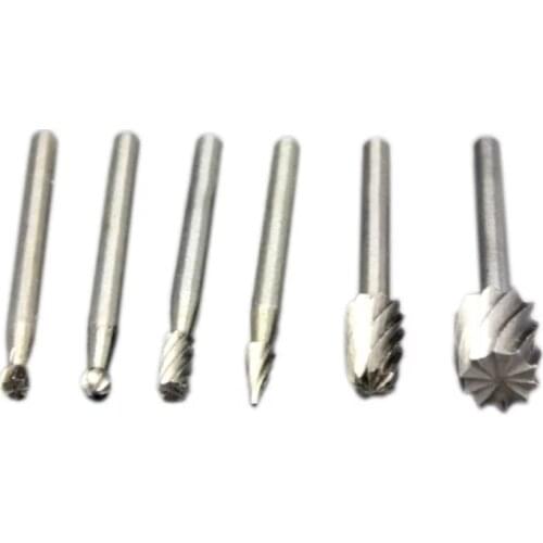 6pcs Rotary Burrs Carbide Rotary File Drilling Bit Routing Milling Bit For Rotary Tools Woodworking Rotary Engraving Cutter